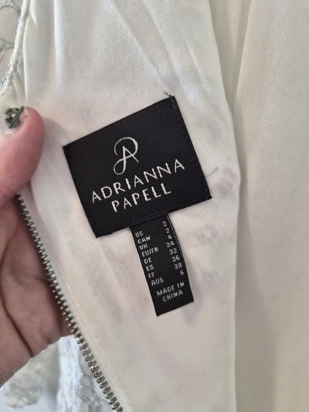 Adrianna Papell White Metallic Lace Sheath Dress Size 2 - Picture 8 of 9